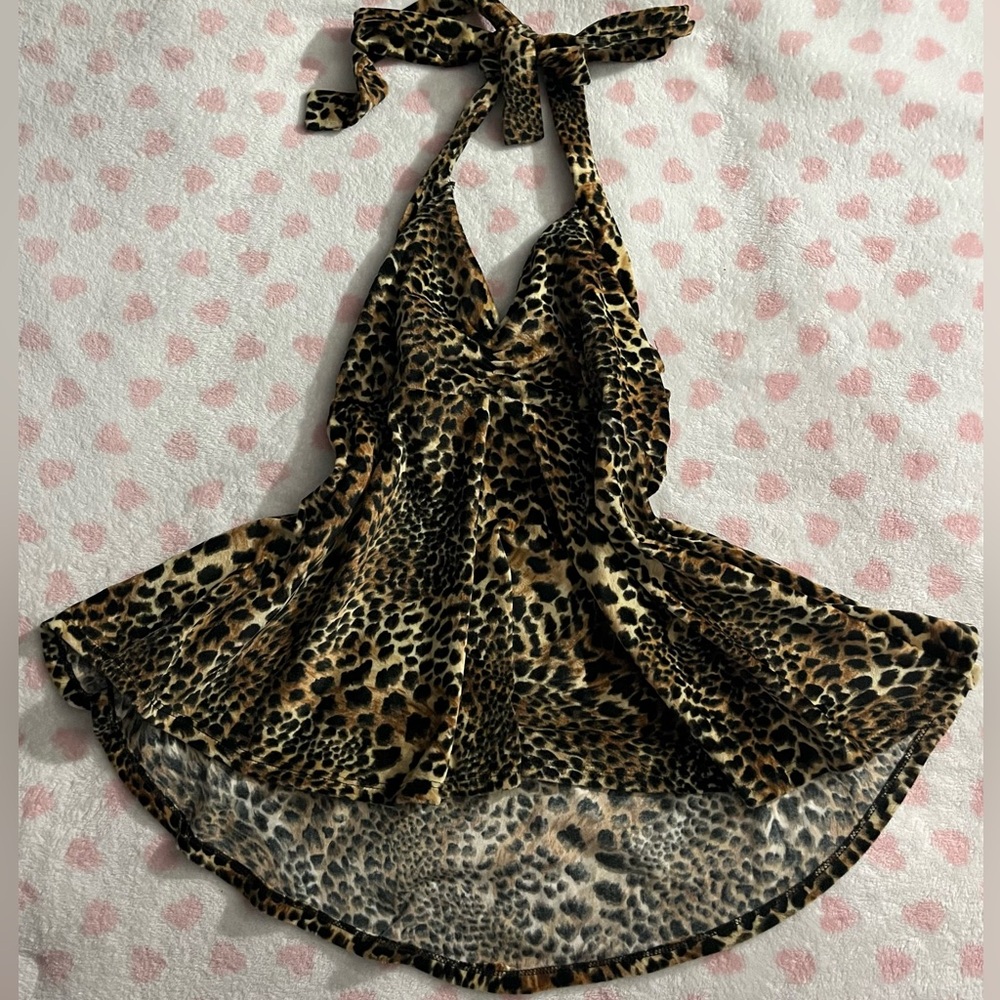 Y2K Leopard Print Halter Top